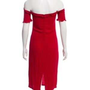 REFORMATION Red Antonia Off The-Shoulder Dress